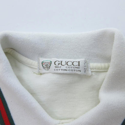Gucci Vintage Polo Shirt Short Sleeve Sherry Line Interlocking Logo White HW — view 6