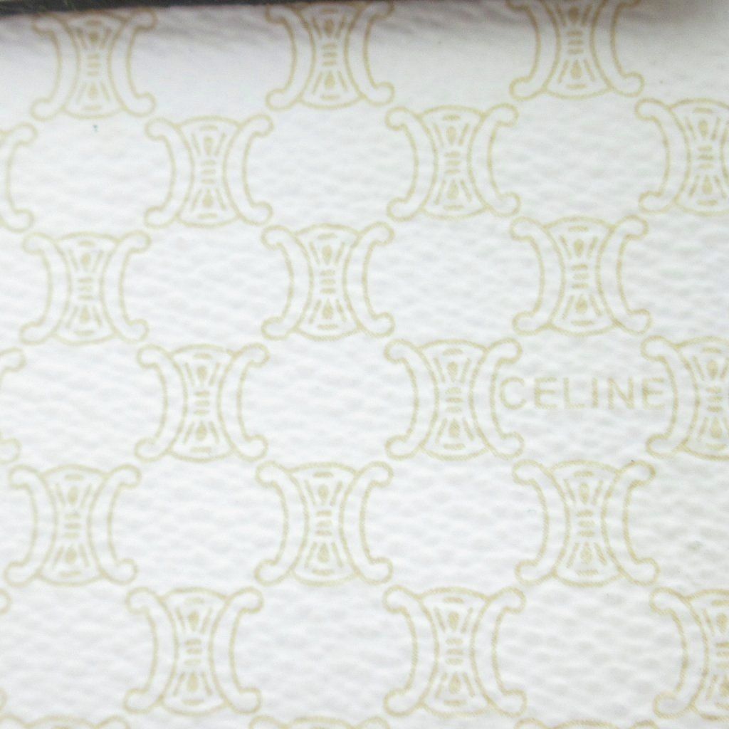 Celine Vintage White Macadam Triomphe Double Flap Handbag Logo HW — view 6