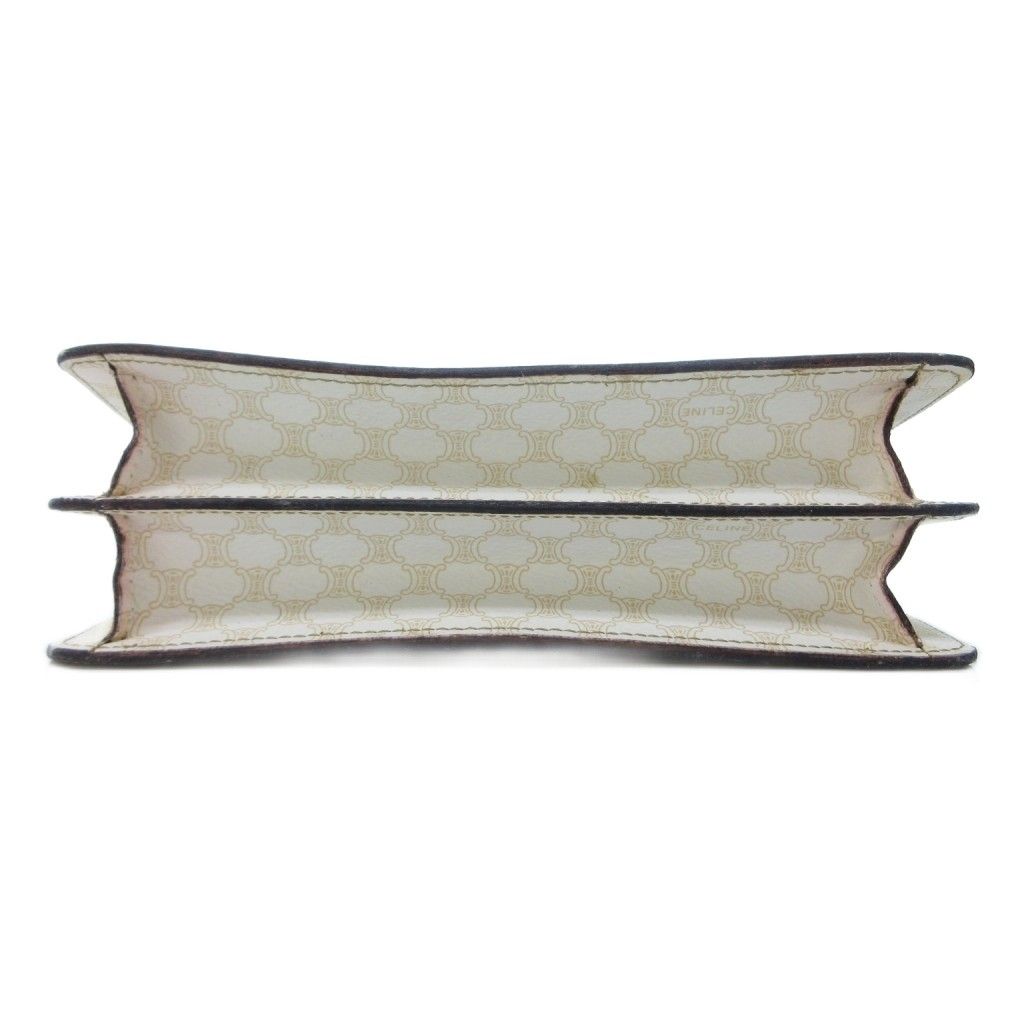 Celine Vintage White Macadam Triomphe Double Flap Handbag Logo HW — view 4