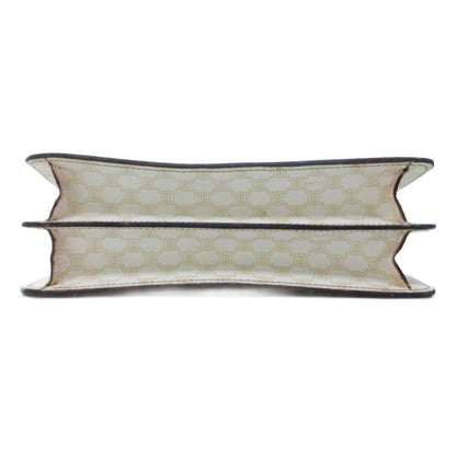 Celine Vintage White Macadam Triomphe Double Flap Handbag Logo HW — view 4