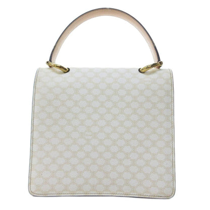 Celine Vintage White Macadam Triomphe Double Flap Handbag Logo HW — view 3