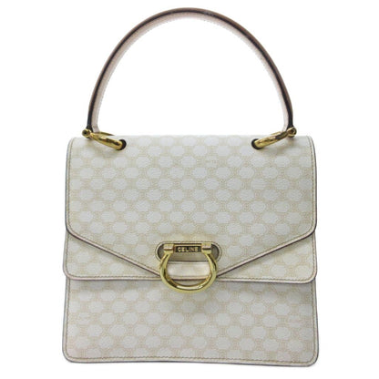 Celine Vintage White Macadam Triomphe Double Flap Handbag Logo HW