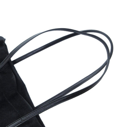 Fendi Vintage Calf Hair Leather Handbag Tote FF Logo Plate Black HW — view 4