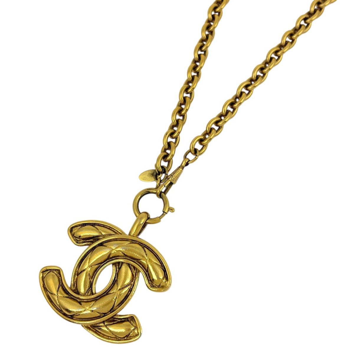 Chanel CC Logo Chain Necklace Long Gold Plated