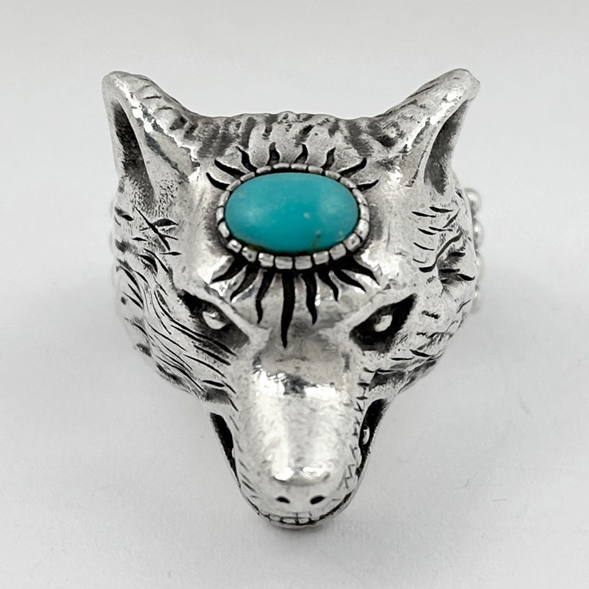 Gucci Anga Forest Wolf Head Ring 925 Sterling Silver — view 2
