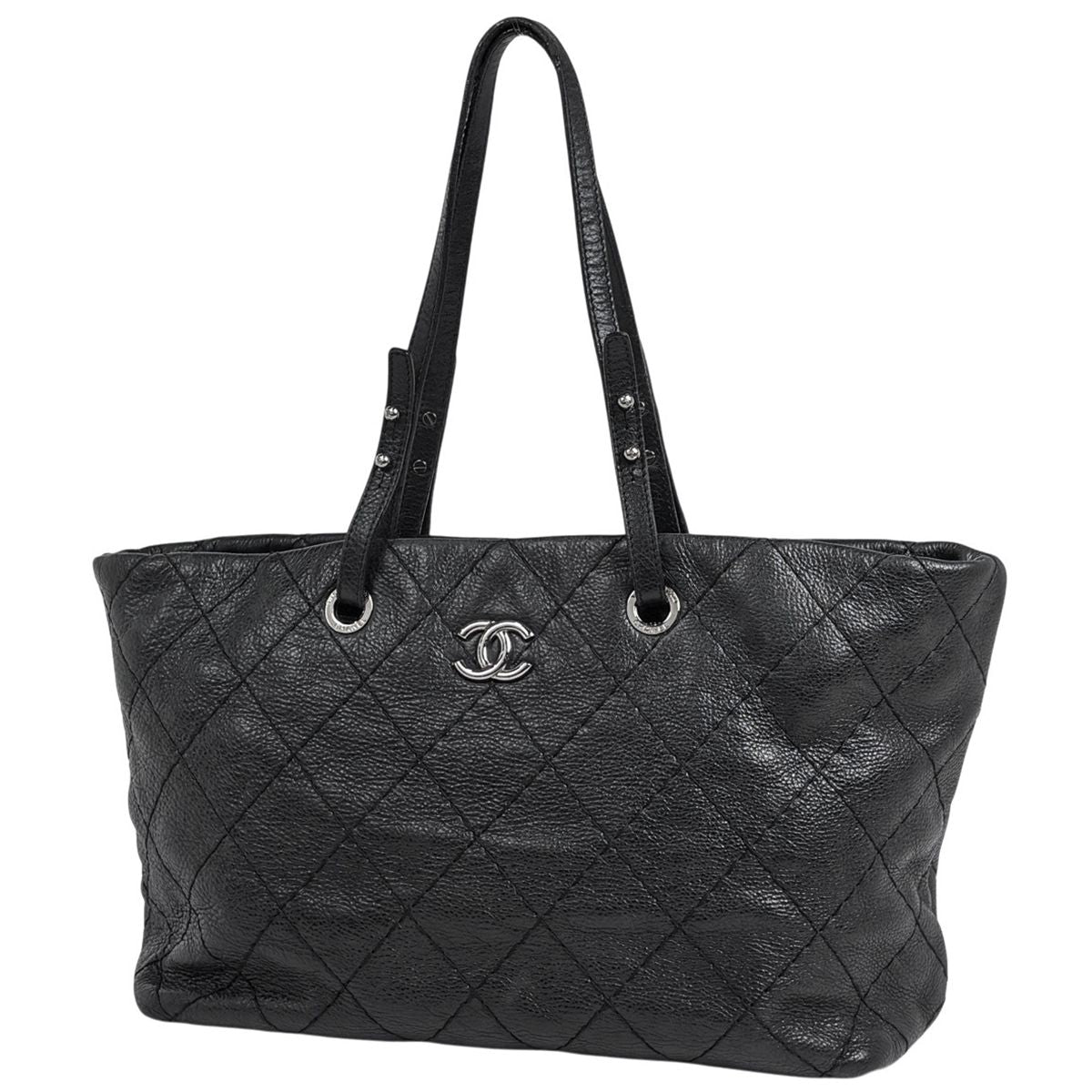 Chanel on the Road Tote CC Logo Leather Black