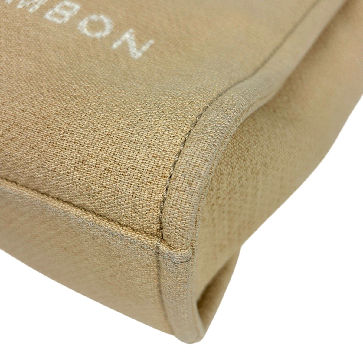 Chanel Deauville Line Chain Tote CC Logo Shoulder Bag Canvas Beige — view 3