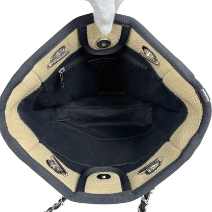 Chanel Deauville Line Chain Tote CC Logo Shoulder Bag Canvas Beige — view 8