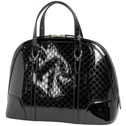 Gucci Micro Guccissima Handbag 2-Way Enamel Nice Patent Leather Black