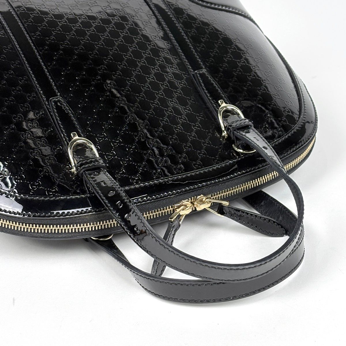 Gucci Micro Guccissima Handbag 2-Way Enamel Nice Patent Leather Black — view 5