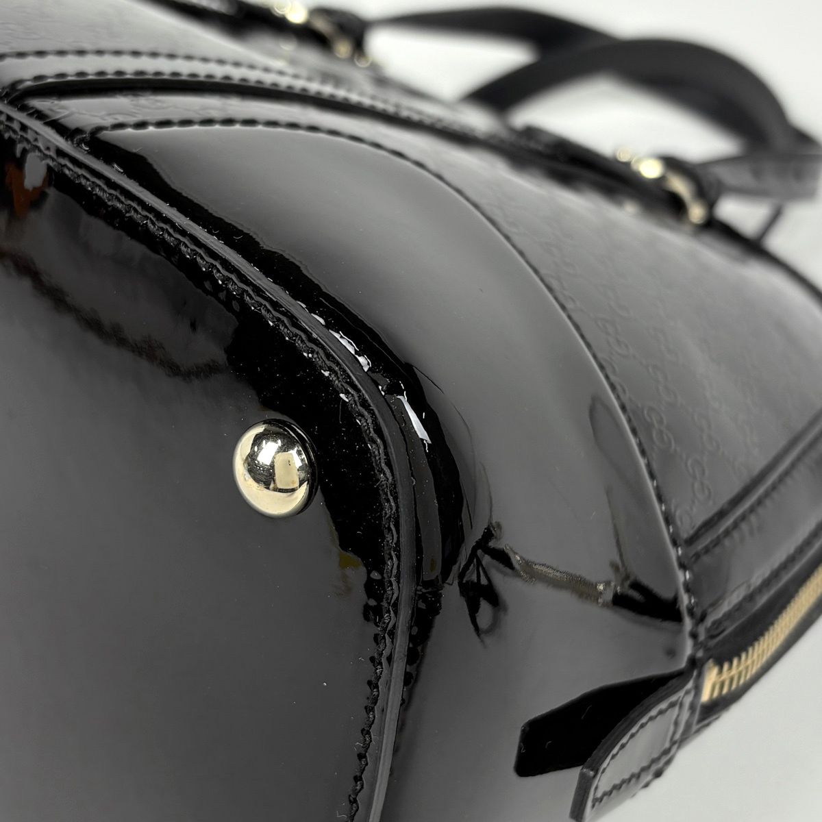 Gucci Micro Guccissima Handbag 2-Way Enamel Nice Patent Leather Black — view 3