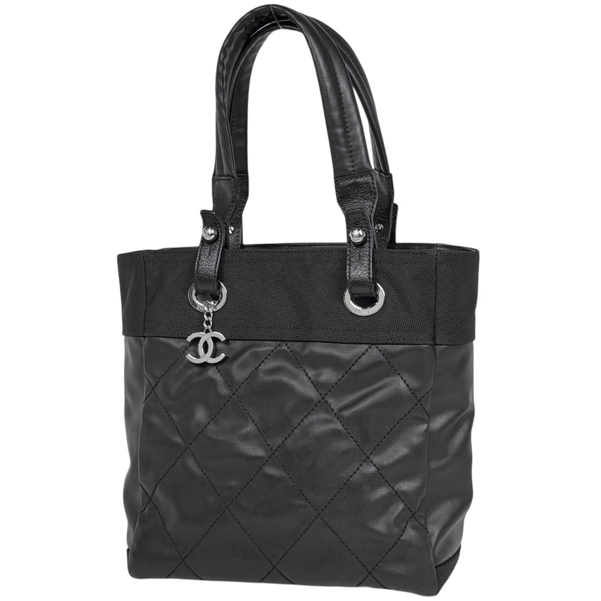 Chanel Paris Biarritz Tote PM CC Logo Black