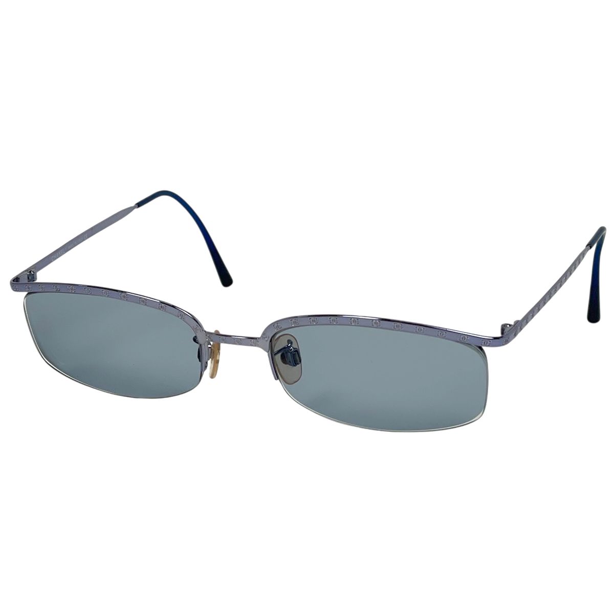 Chanel CC Logo Sunglasses Eyewear Metal Blue