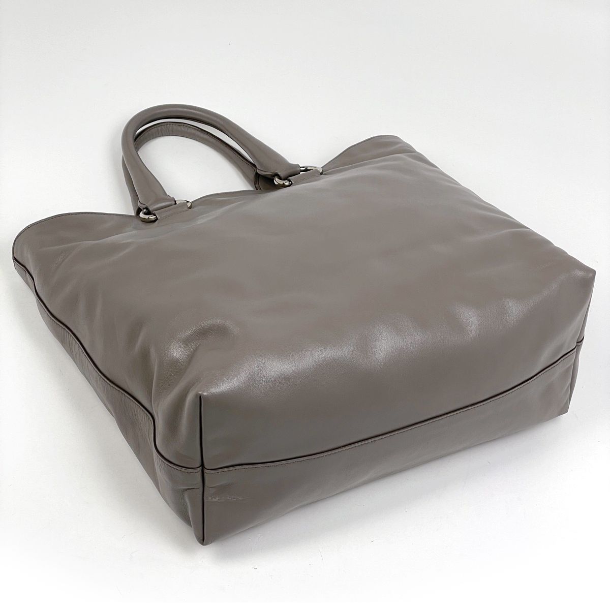 Prada Logo Handbag 2-Way Leather Gray — view 2