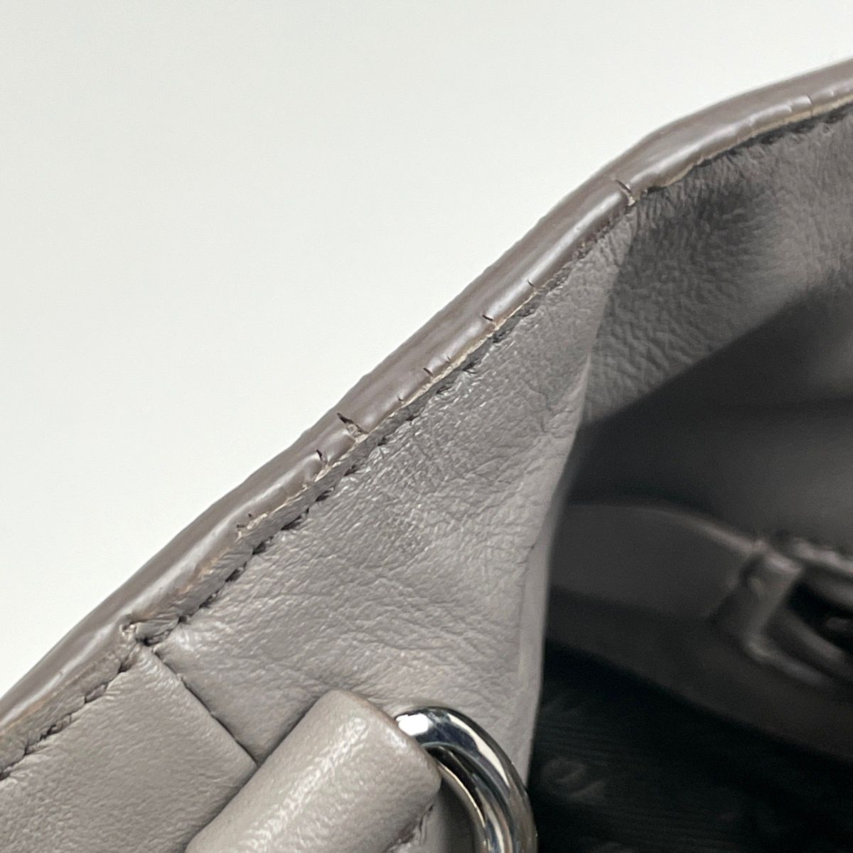 Prada Logo Handbag 2-Way Leather Gray — view 5