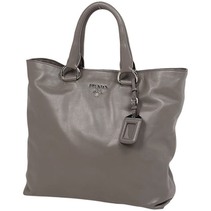 Prada Logo Handbag 2-Way Leather Gray