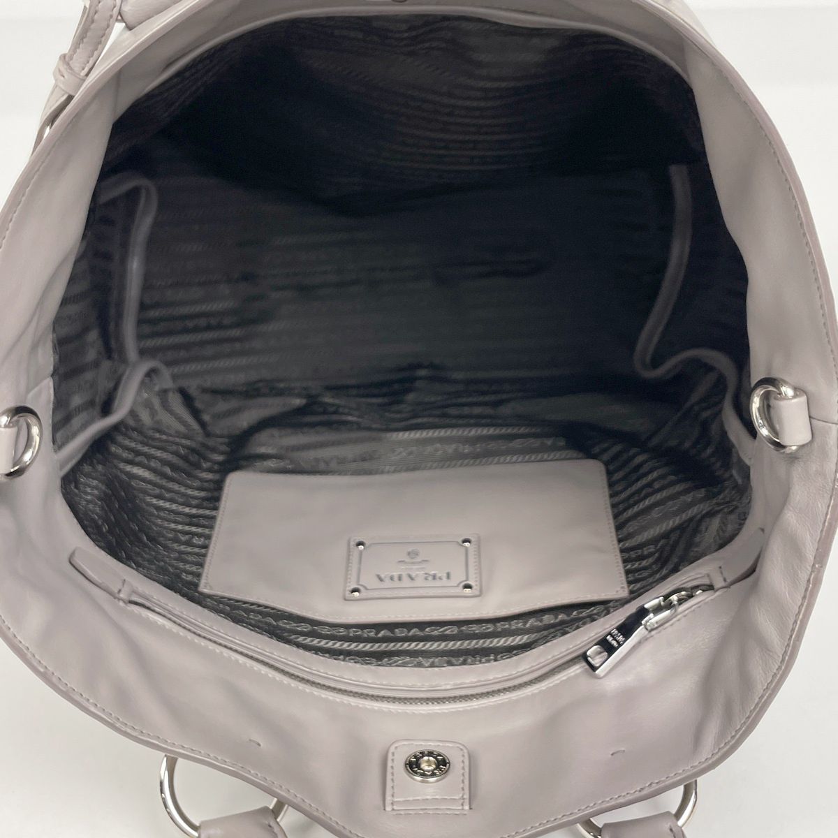 Prada Logo Handbag 2-Way Leather Gray — view 8