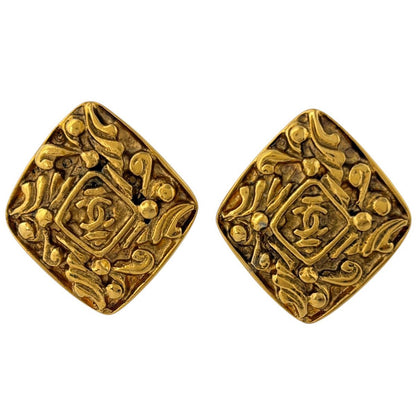 Chanel CC Logo Earrings Gold Plated