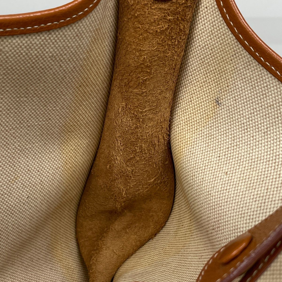 Hermes Evelyne 1 GM Perforated Logo Shoulder Bag Toile Ash Natural Brown — view 8