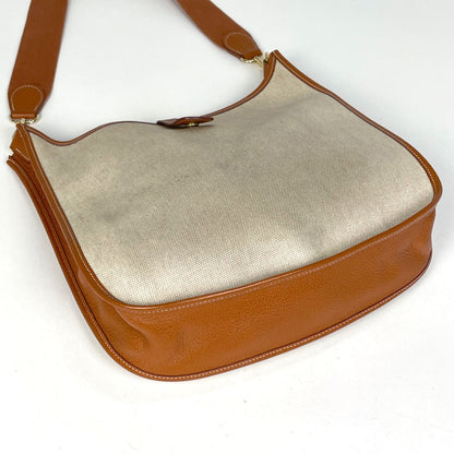 Hermes Evelyne 1 GM Perforated Logo Shoulder Bag Toile Ash Natural Brown — view 2