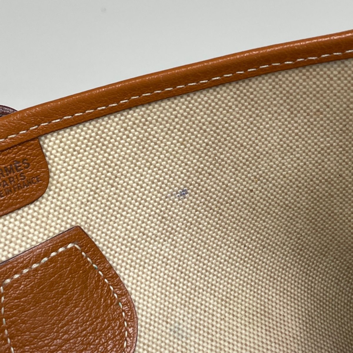 Hermes Evelyne 1 GM Perforated Logo Shoulder Bag Toile Ash Natural Brown — view 9