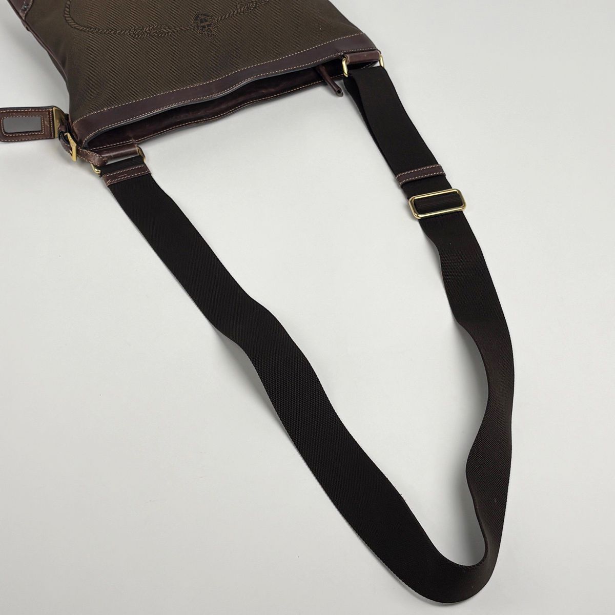 Prada Logo Jacquard Shoulder Bag Canvas Brown — view 9