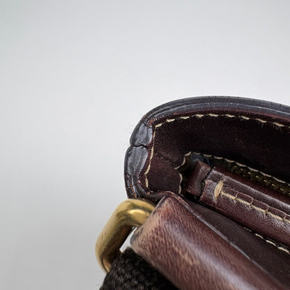 Prada Logo Jacquard Shoulder Bag Canvas Brown — view 7