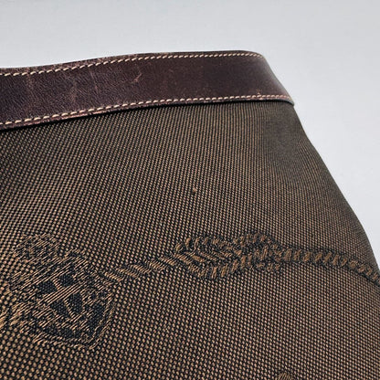 Prada Logo Jacquard Shoulder Bag Canvas Brown — view 4