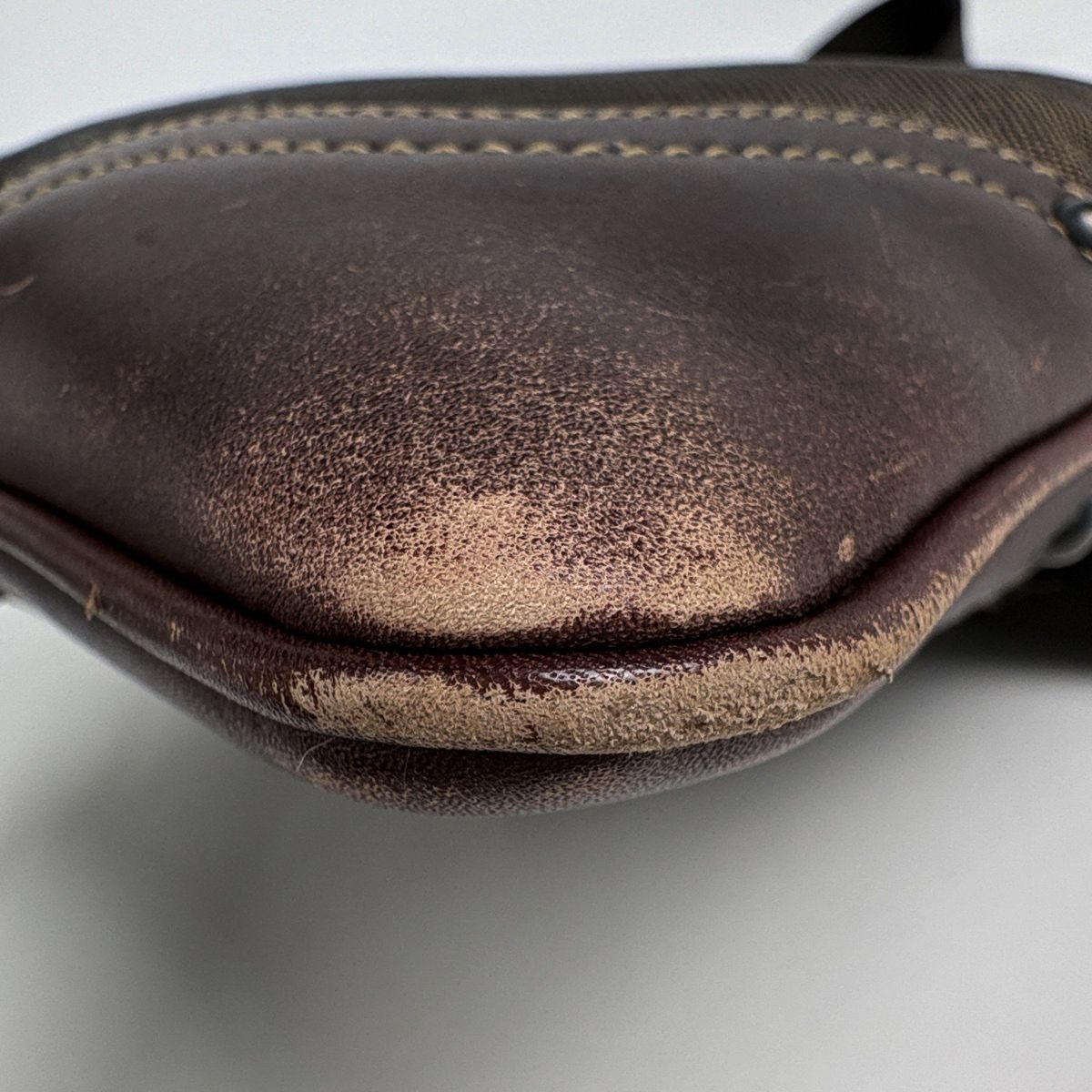 Prada Logo Jacquard Shoulder Bag Canvas Brown — view 3