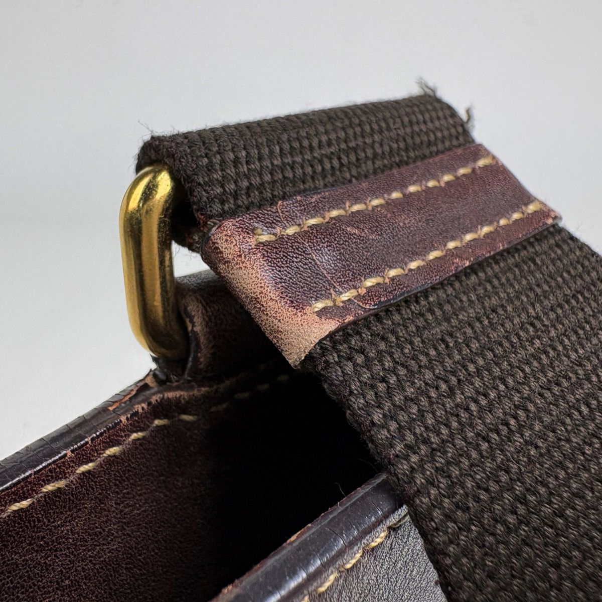 Prada Logo Jacquard Shoulder Bag Canvas Brown — view 8