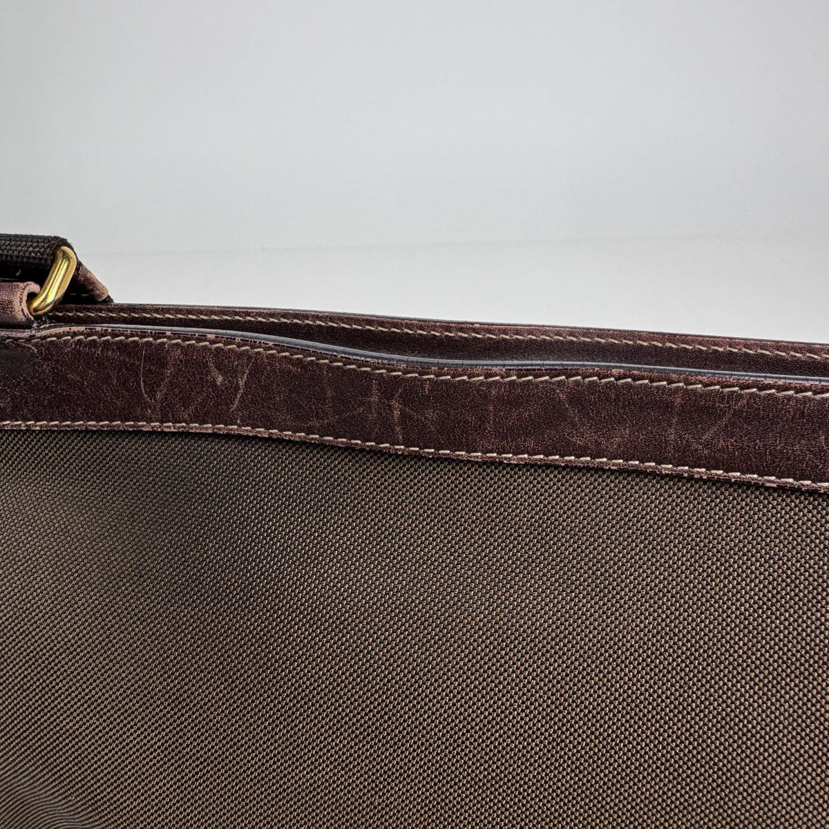 Prada Logo Jacquard Shoulder Bag Canvas Brown — view 5