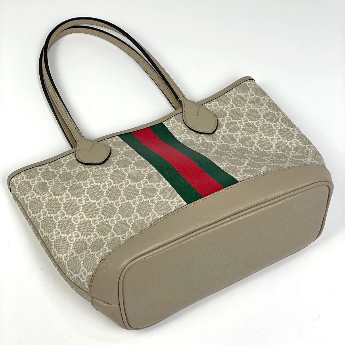 Gucci Ophidia Small Tote Sherry Line Web GG Supreme Beige — view 2