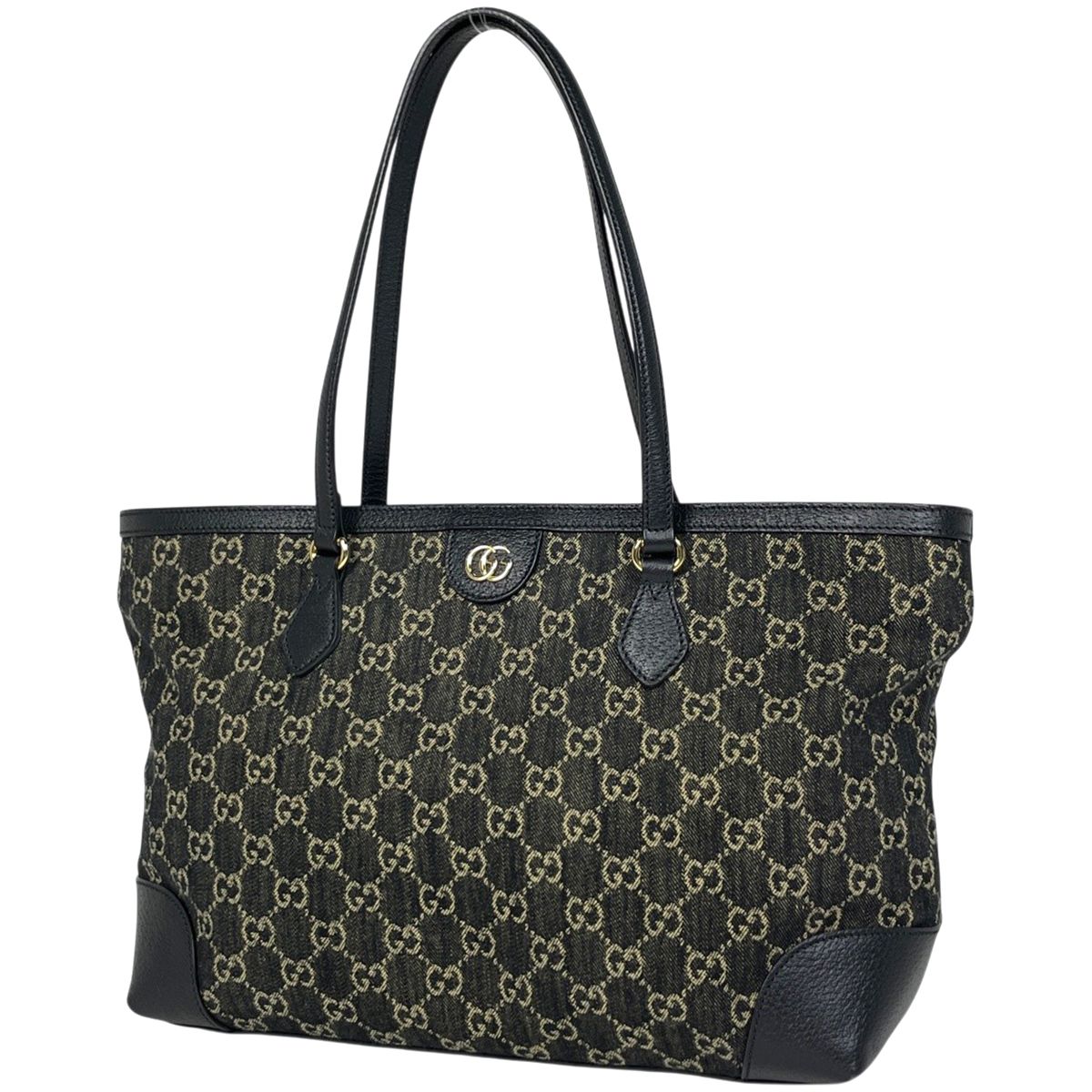 Gucci GG Pattern Tote Denim Black