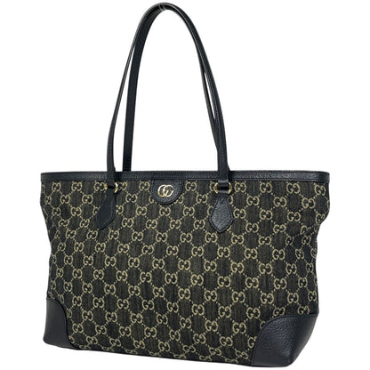 Gucci GG Pattern Tote Denim Black
