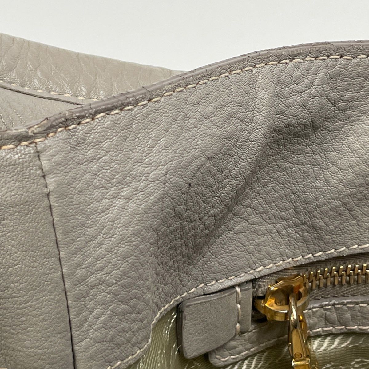 Prada Logo Shoulder Bag Leather Gray — view 8