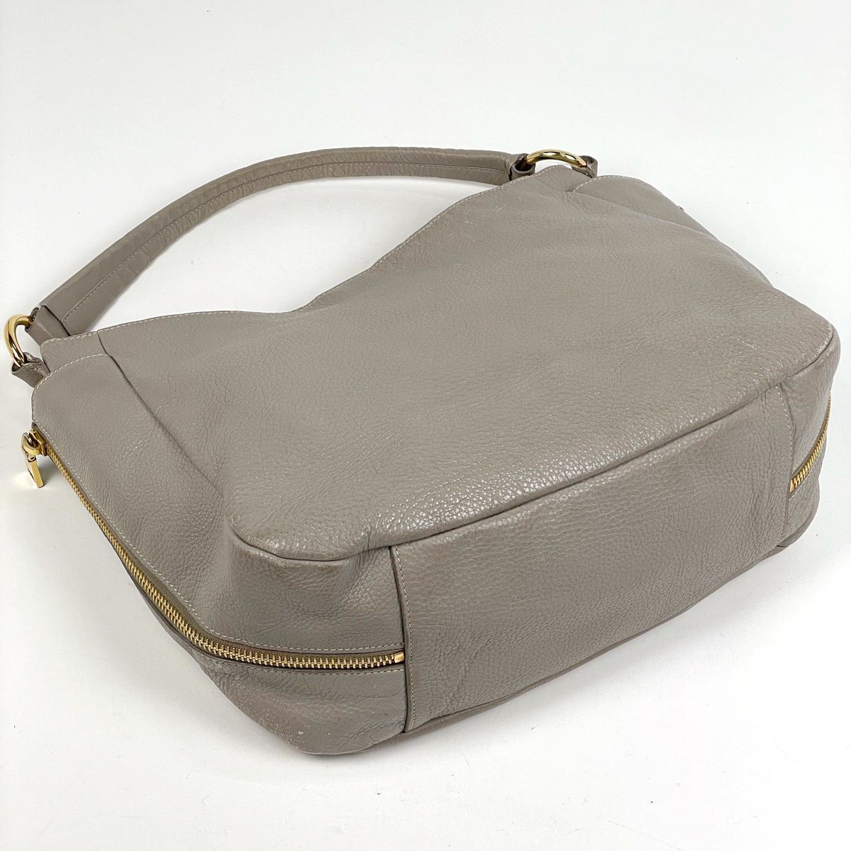 Prada Logo Shoulder Bag Leather Gray — view 2