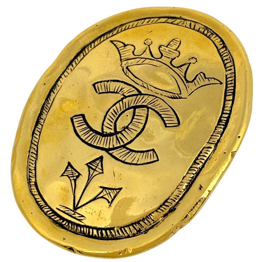 Chanel CC Logo Brooch Gold Plated