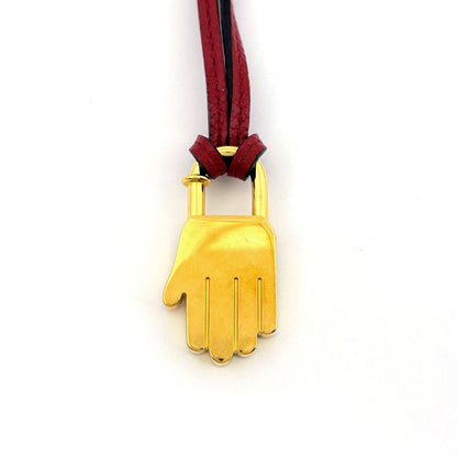 Hermes Cadena Hand Necklace Leather Gold — view 2