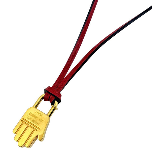 Hermes Cadena Hand Necklace Leather Gold