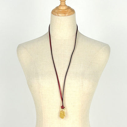 Hermes Cadena Hand Necklace Leather Gold — view 4