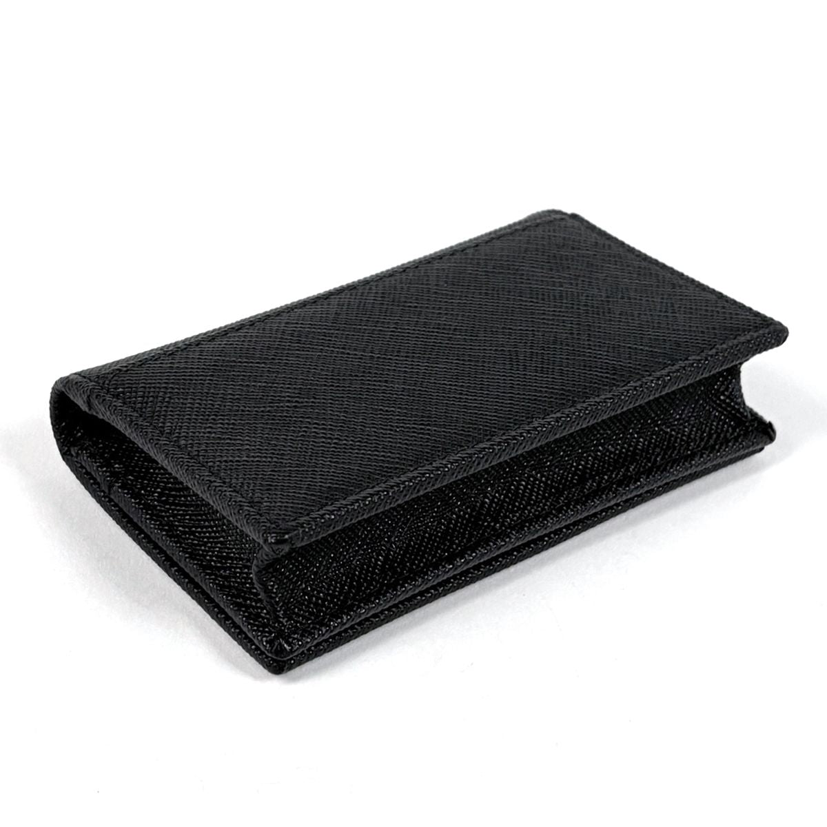 Prada Logo Card Case Business Saffiano Leather Nero — view 2
