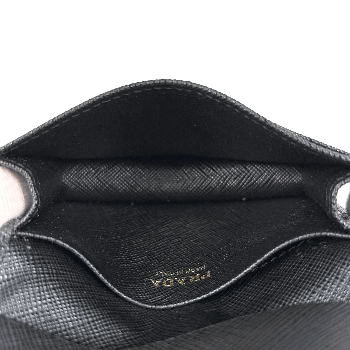 Prada Logo Card Case Business Saffiano Leather Nero — view 5