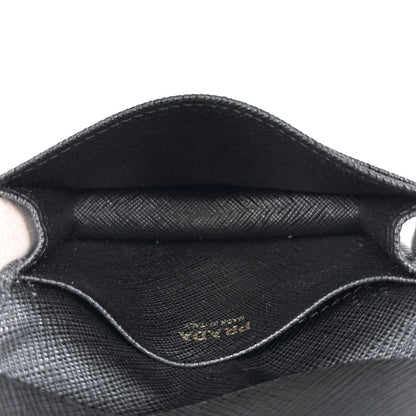 Prada Logo Card Case Business Saffiano Leather Nero — view 5