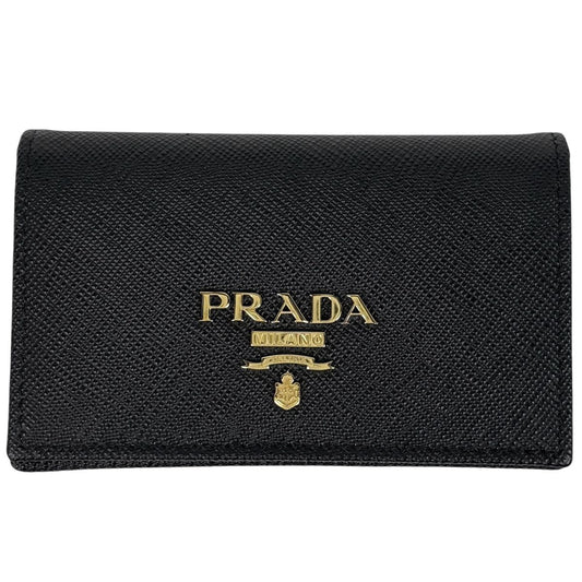 Prada Logo Card Case Business Saffiano Leather Nero