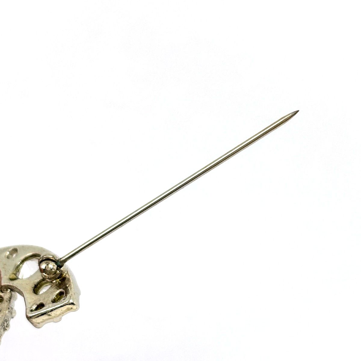 Chanel CC Logo Rhinestone Brooch Silver Plated — view 3