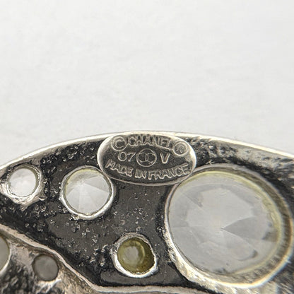 Chanel CC Logo Rhinestone Brooch Silver Plated — view 4