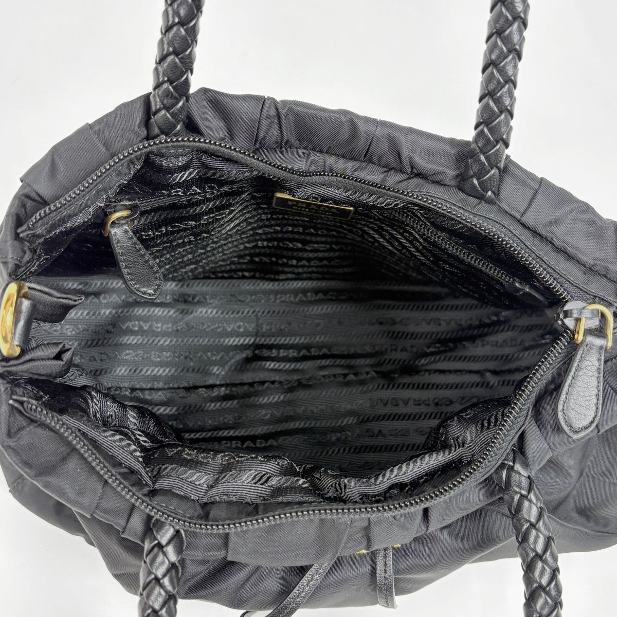 Prada Logo Handbag Ribbon 2-Way Nylon Nero — view 7