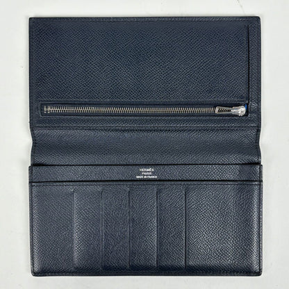 Hermes Citizen Twill Long Silk in Wallet Veau Blue Chien — view 7
