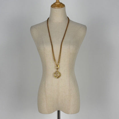 Chanel CC Logo Necklace Round Long Gold Plated — view 7
