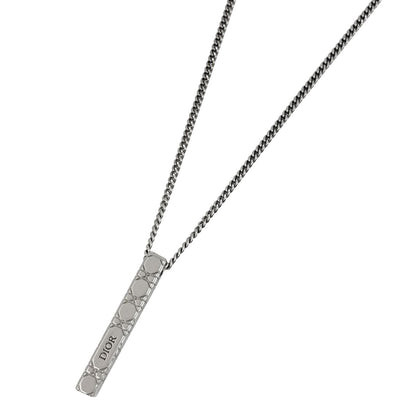 Dior Logo Necklace Cannage Stainless Steel Silver